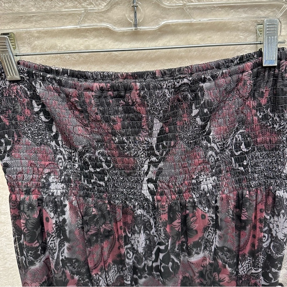 Lapis women’s tiered boho skirt smocked Whimsigoth floral grunge medium-large - Picture 7 of 10